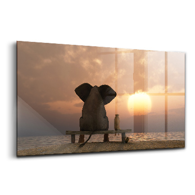 Skleněný obraz na zeď Zvířata při západu slunce