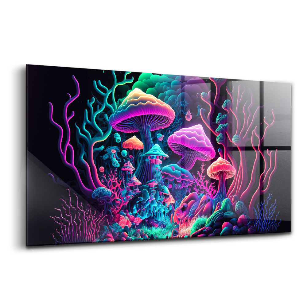 Luxusní skleněný obraz Neonové houby