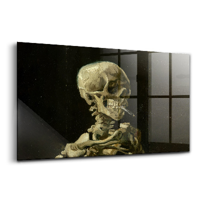 Skleněný obraz na zeď Anatomie kostry s cigaretou