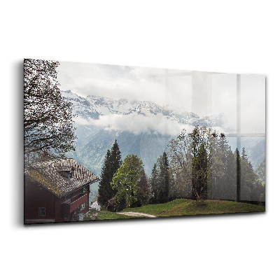 Skleněný obraz Malebný pohled na hory ve Švýcarsku