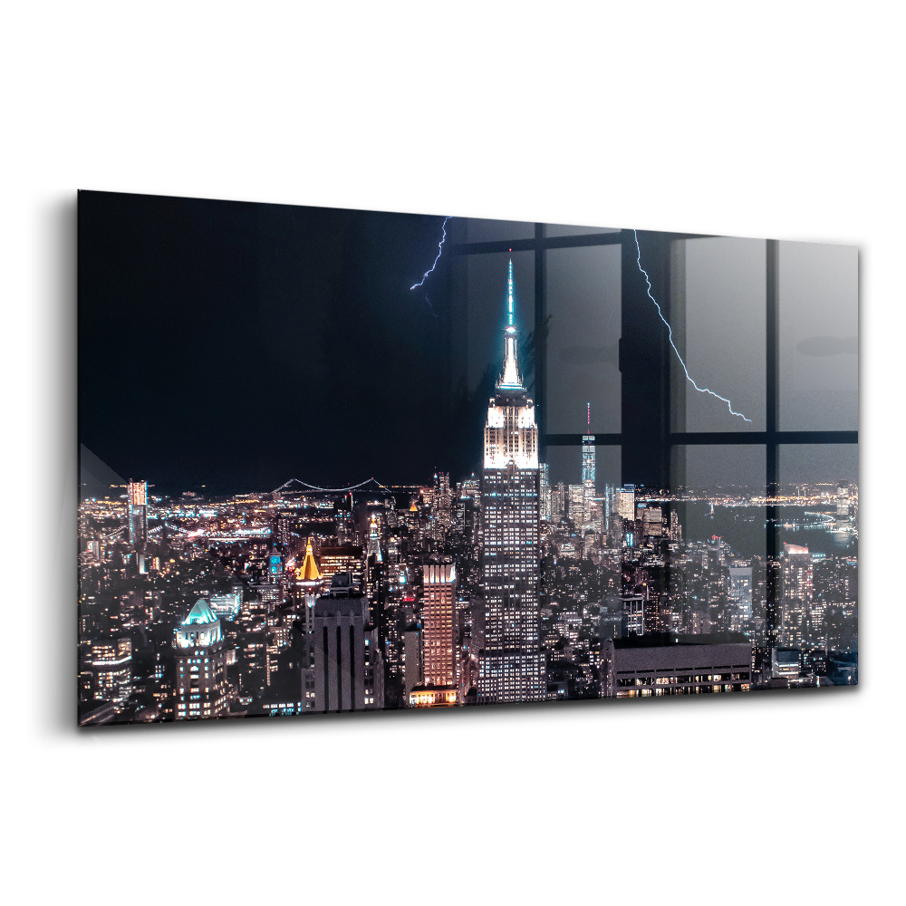 Skleněný obraz na zeď Newyorské mrakodrapy v noci