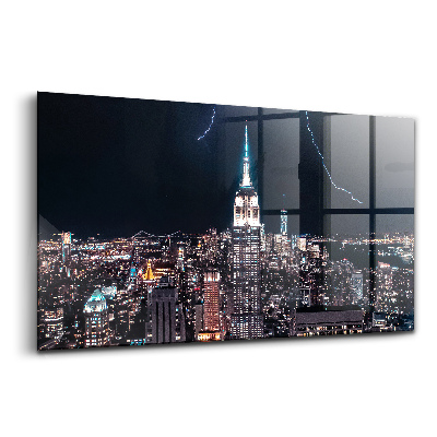 Skleněný obraz na zeď Newyorské mrakodrapy v noci