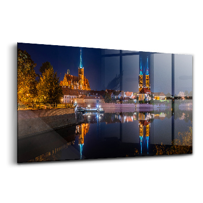 Skleněný obraz Vratislavská katedrála v noci