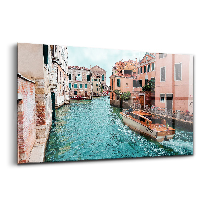 Skleněný obraz na zeď Motorový člun na řece