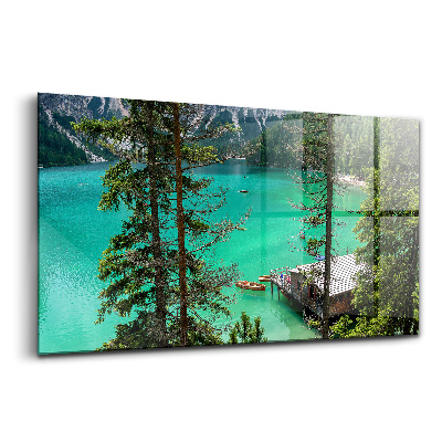 Skleněný obraz na zeď Dřevěná kánoe na vodě