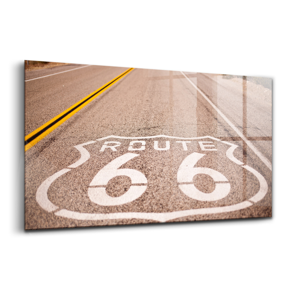 Skleněný obraz na stěnu Route 66 s potiskem na silnici