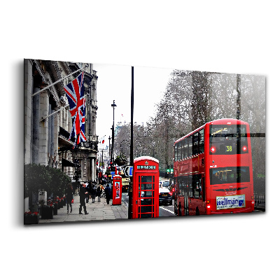 Skleněný obraz na stěnu Autobus a telefonní budka