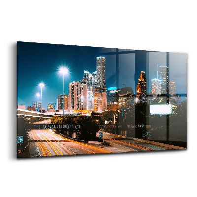 Skleněný obraz Město v noci houston