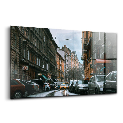 Skleněný obraz na zeď Auta u silnice