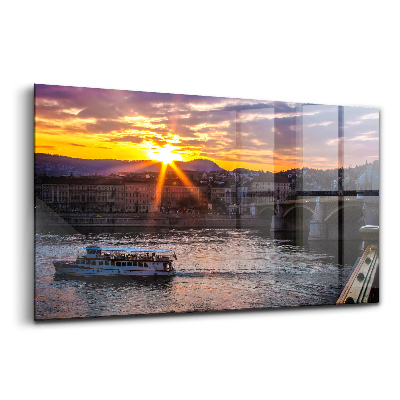 Obraz na skle Loď v Budapešti