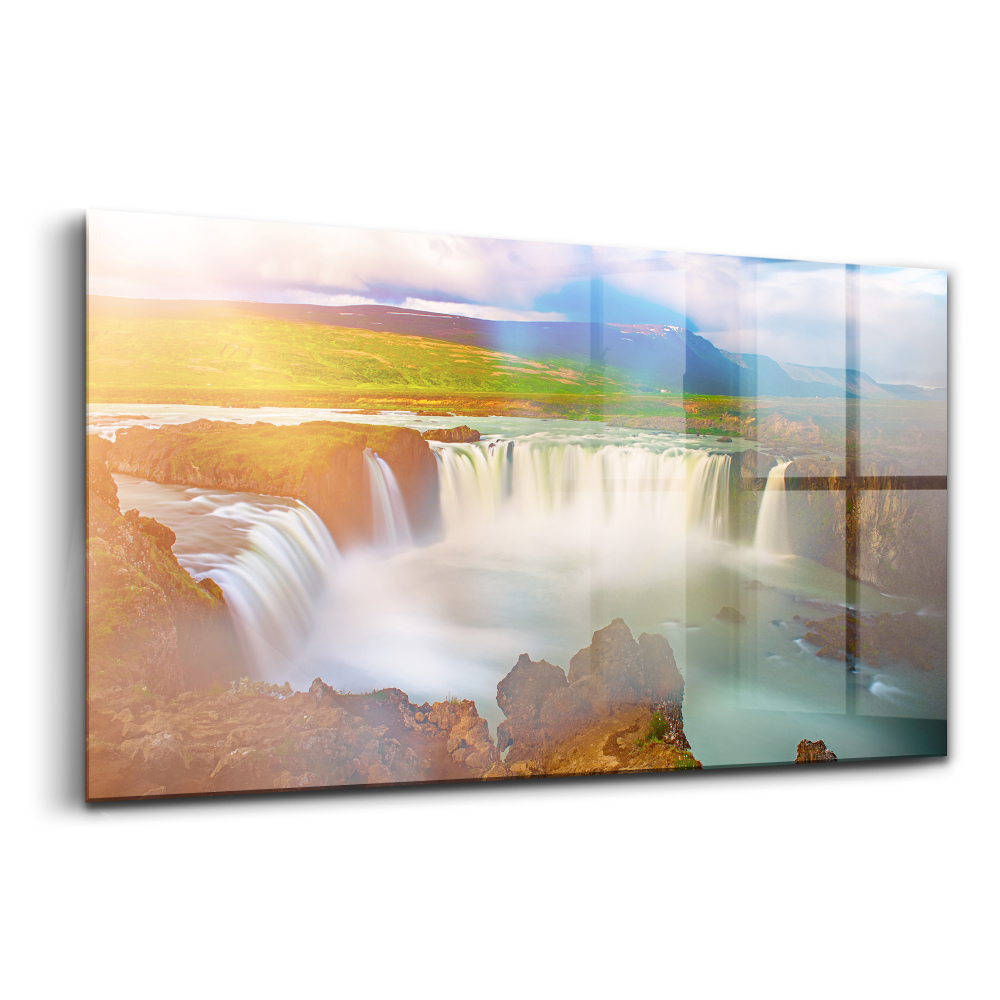 Luxusní skleněný obraz Vodopád godafoss na islandu