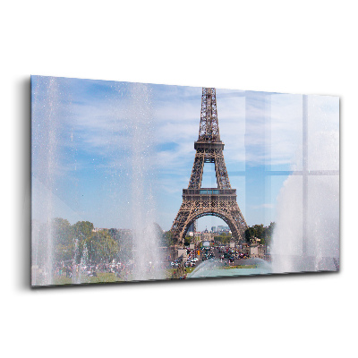 Skleněný obraz na zeď Fontána Eiffelovy věže v Paříži