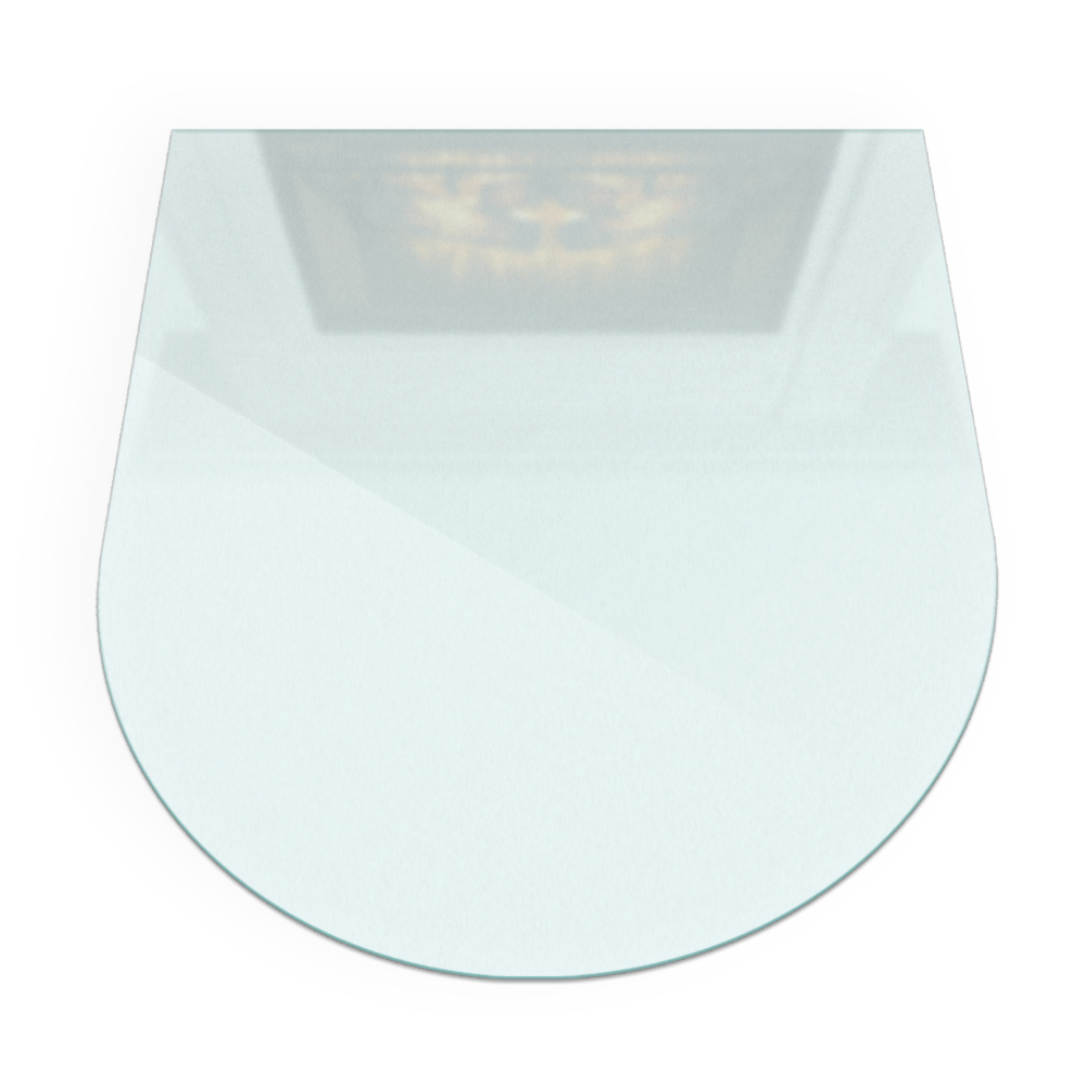 Polooválné sklo pod krbová kamna mléčný poloprůsvitný efekt
