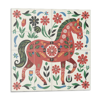 Obkladový panel Květinový motiv s koněm