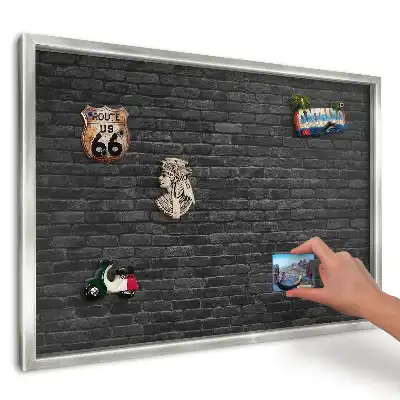 Magnetická tabule na zeď se vzorem černé surové cihly