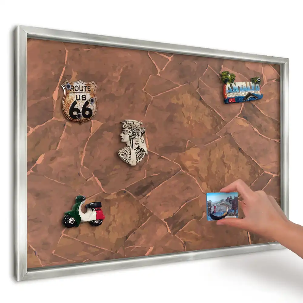 Magnetická tabule na zeď v designu hnědé kamenné desky