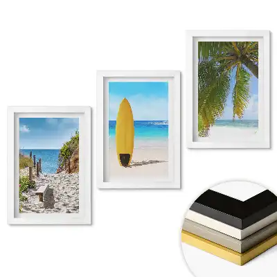 Triptych v rámu Rajské pláže a surfování na slunci