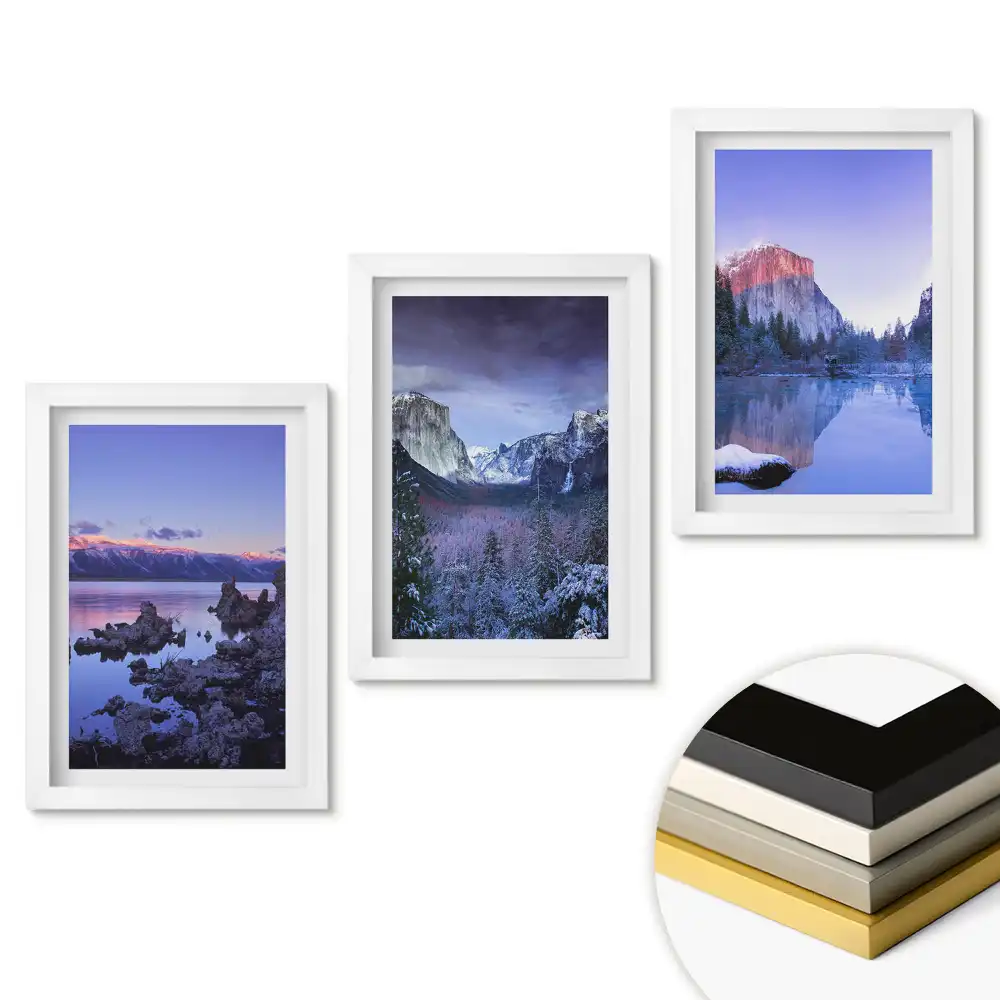 Triptych v rámu Malebné přírodní krajiny sada tří obrazů