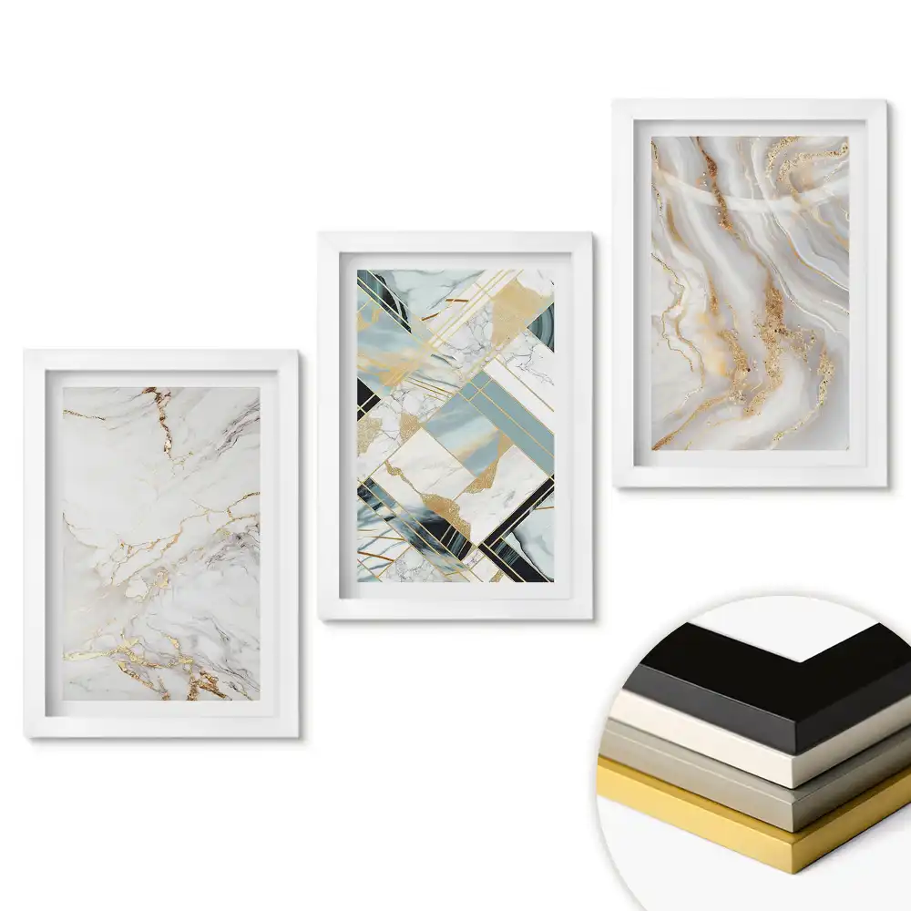 Triptych v rámu Elegance mramoru v moderním stylu