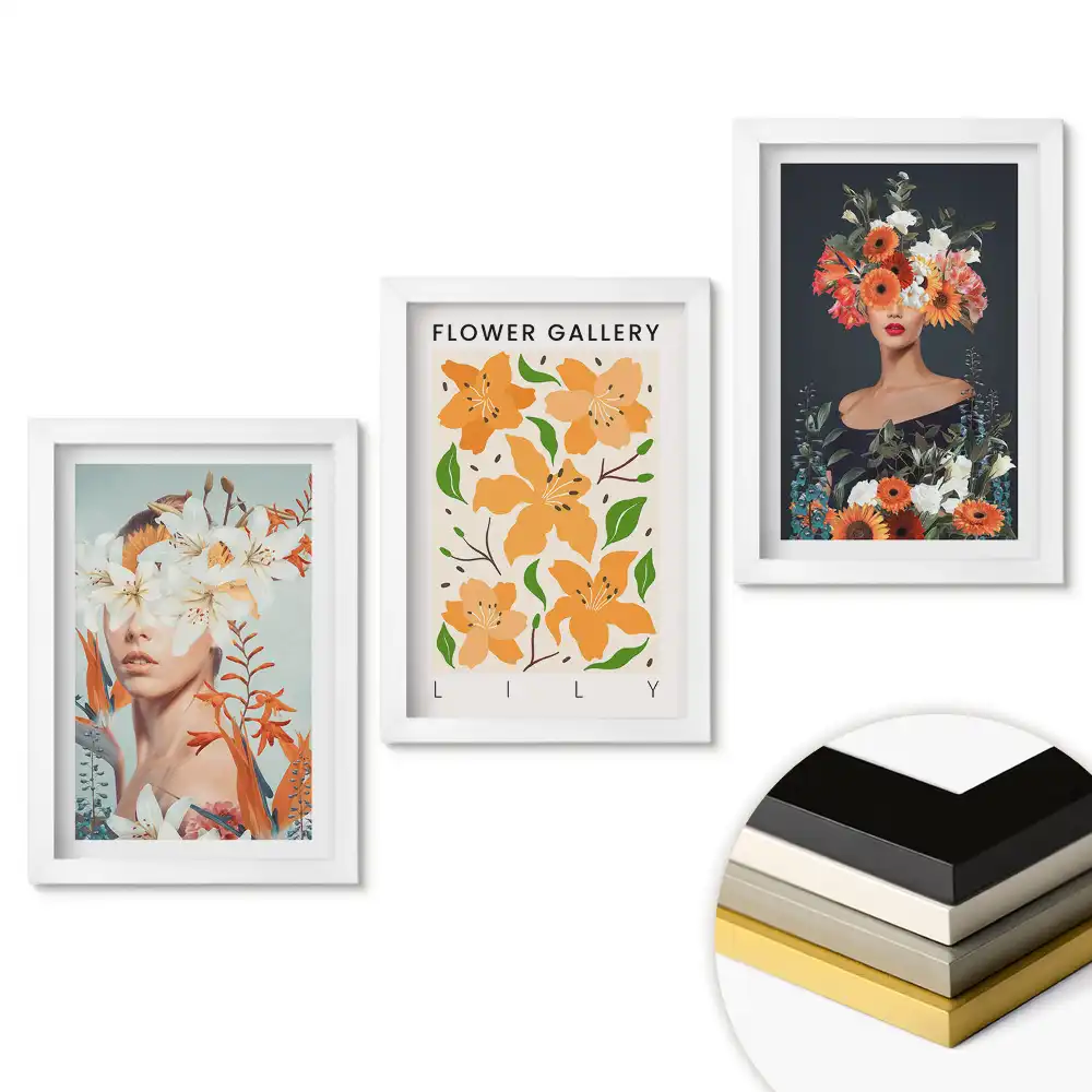 Triptych v rámu Květinová inspirace ve vizuálním umění