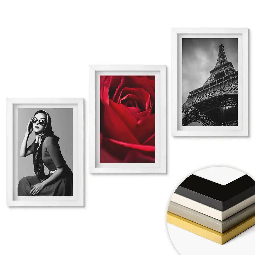 Set obrazů do obývacího pokoje Styl, láska a architektura v umění