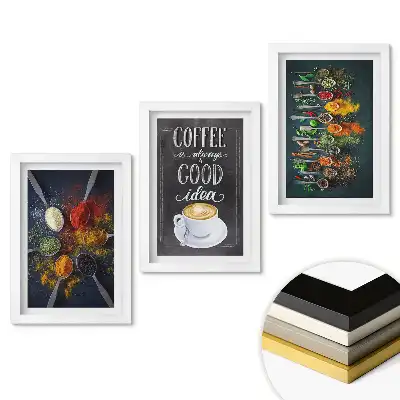 Set obrazů do obýváku Káva a koření v uměleckém pojetí