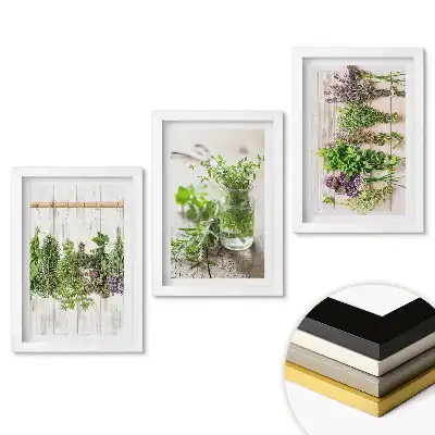 Set obrazů do obýváku Rustikální bylinky na fotografiích