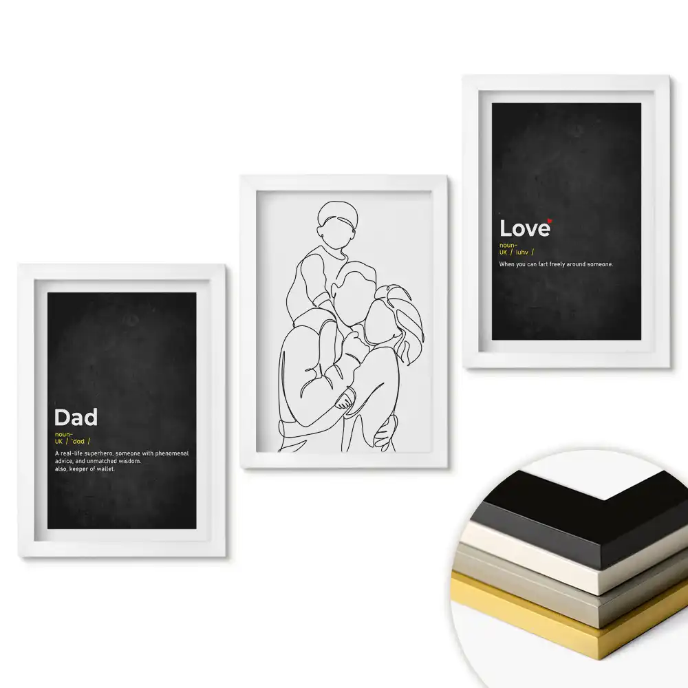Triptych v rámu Rodina v minimalistickém stylu