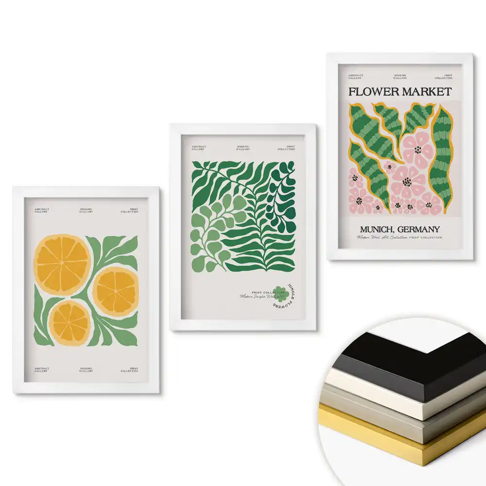 Triptych v rámu Květinový trh a inspirace pro ovoce