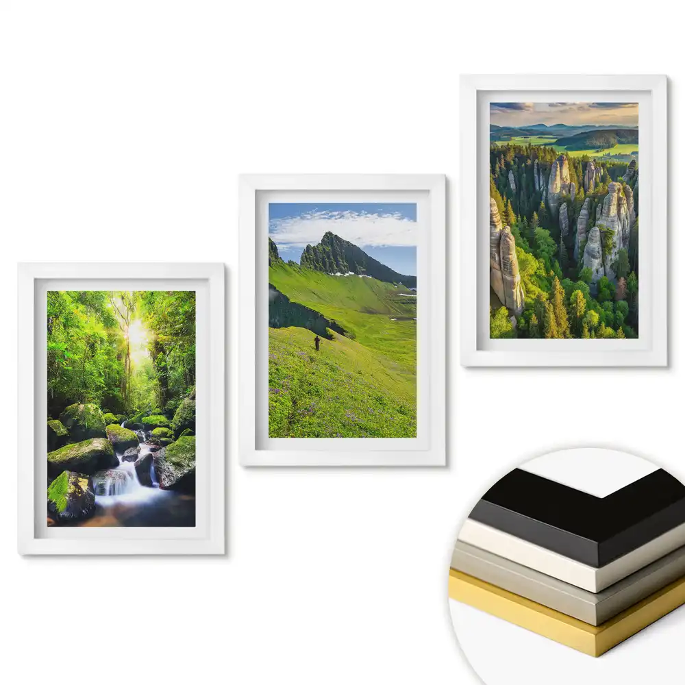 Triptych Zelená krajina v rámu