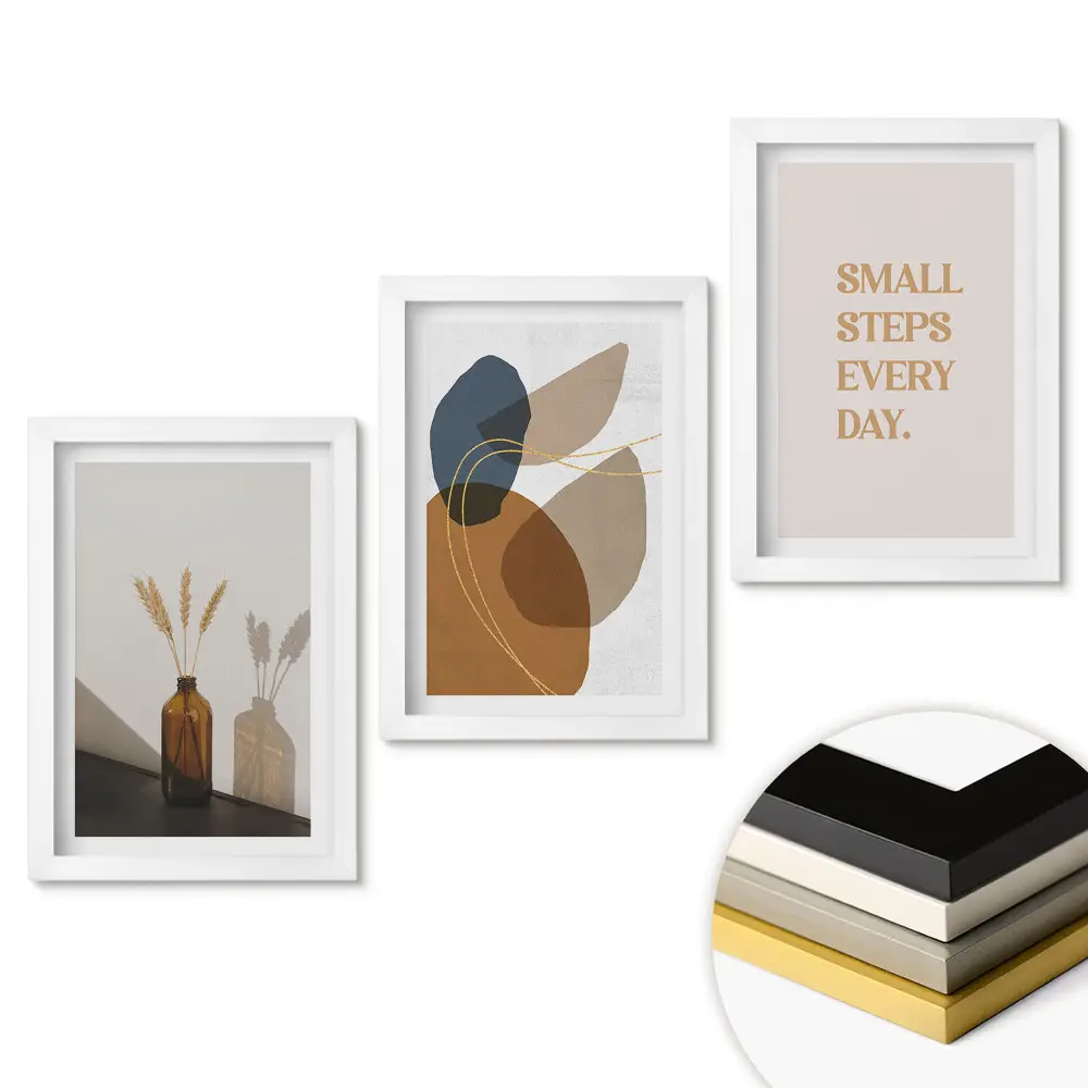 Sada obrazů do obývacího pokoje se stylovou moderní grafikou