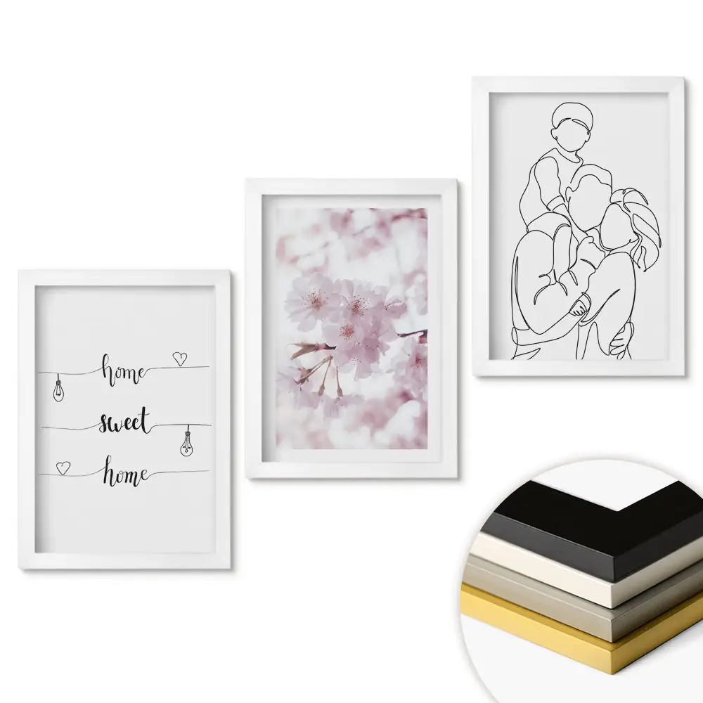 Rámovaný triptych Inspirace pro domov v jemných odstínech