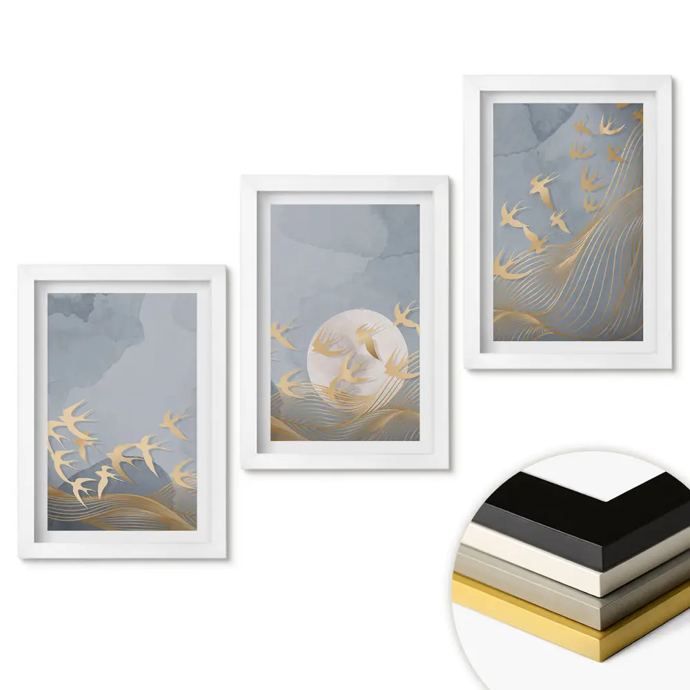 Triptych v rámu Ptáci tančící s měsícem
