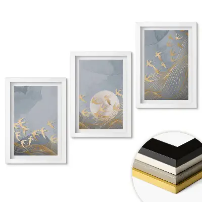 Triptych v rámu Ptáci tančící s měsícem