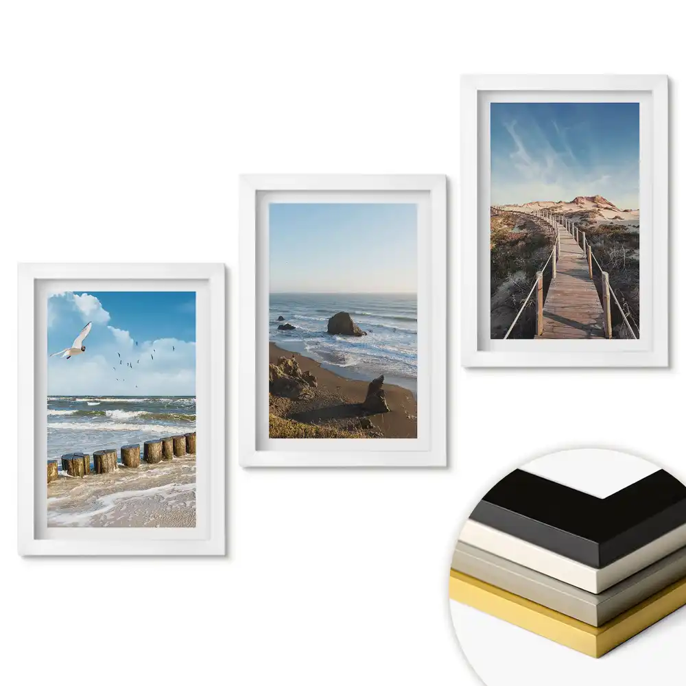 Triptych Přímořské krajiny v rámu ve třech verzích