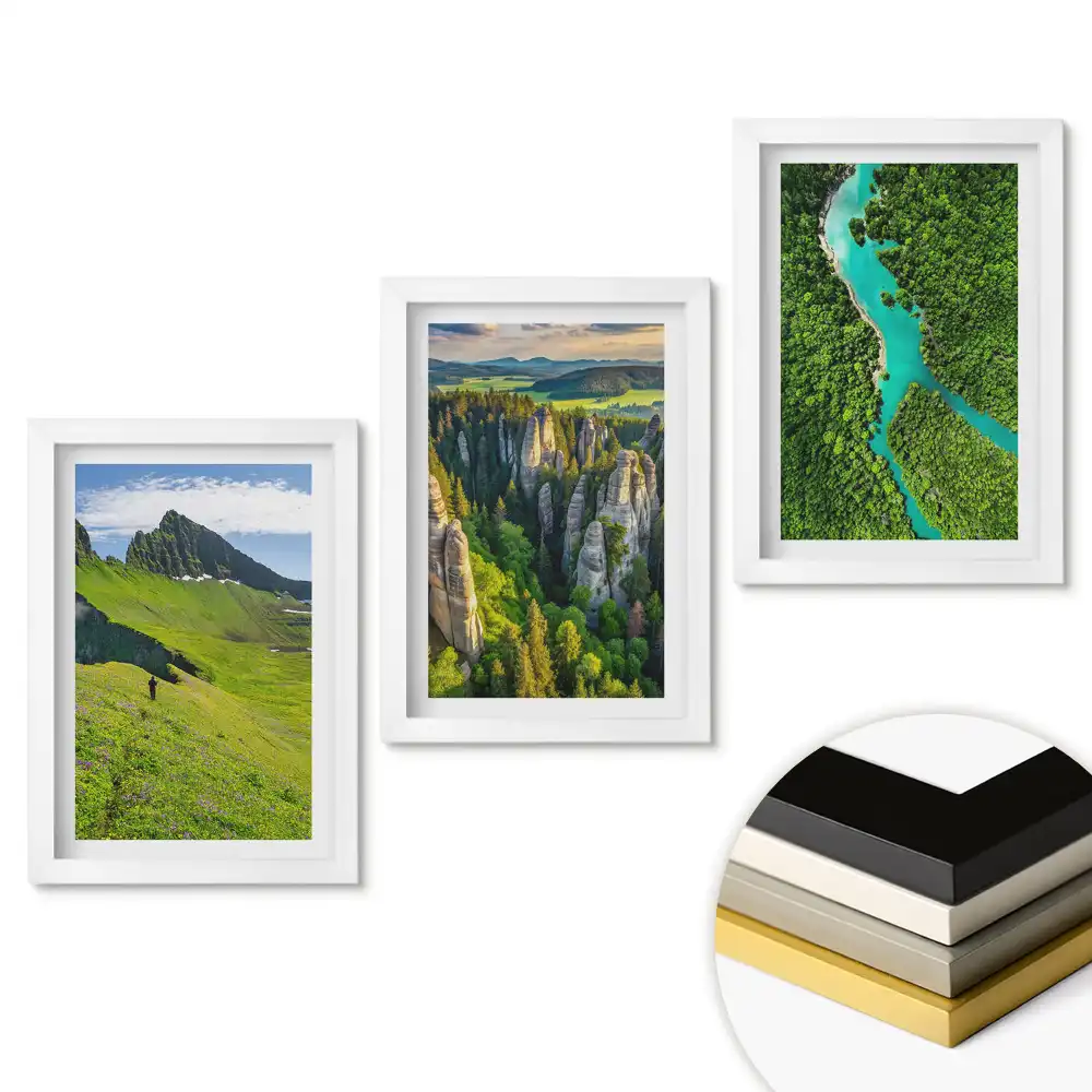 Triptych Úchvatné pohledy na přírodu ve třech obrazech v rámu