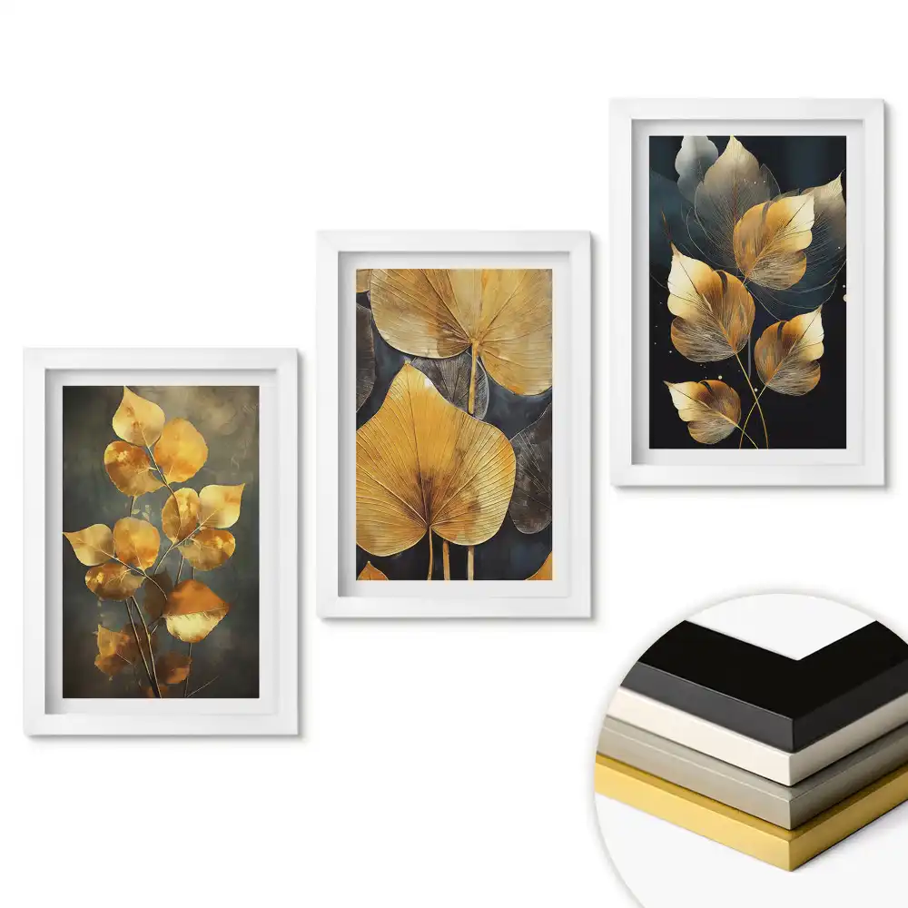 Triptych v rámu Zlaté listy