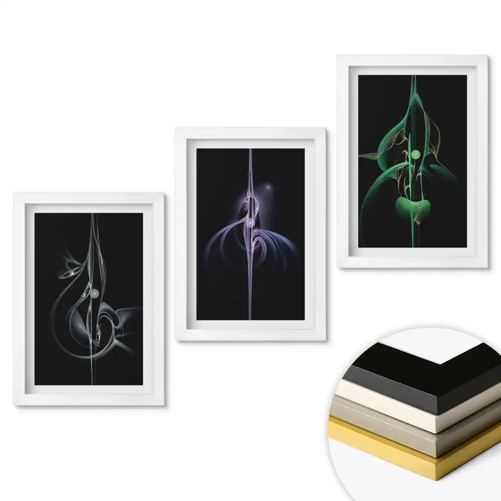 Triptych v rámu Hudební abstrakce ve tmě