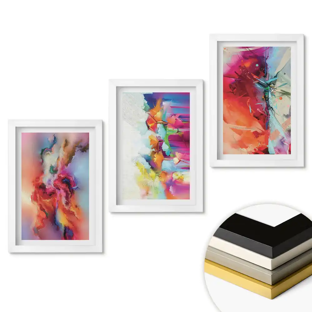 Triptych v rámu Barevné abstrakce plné energie