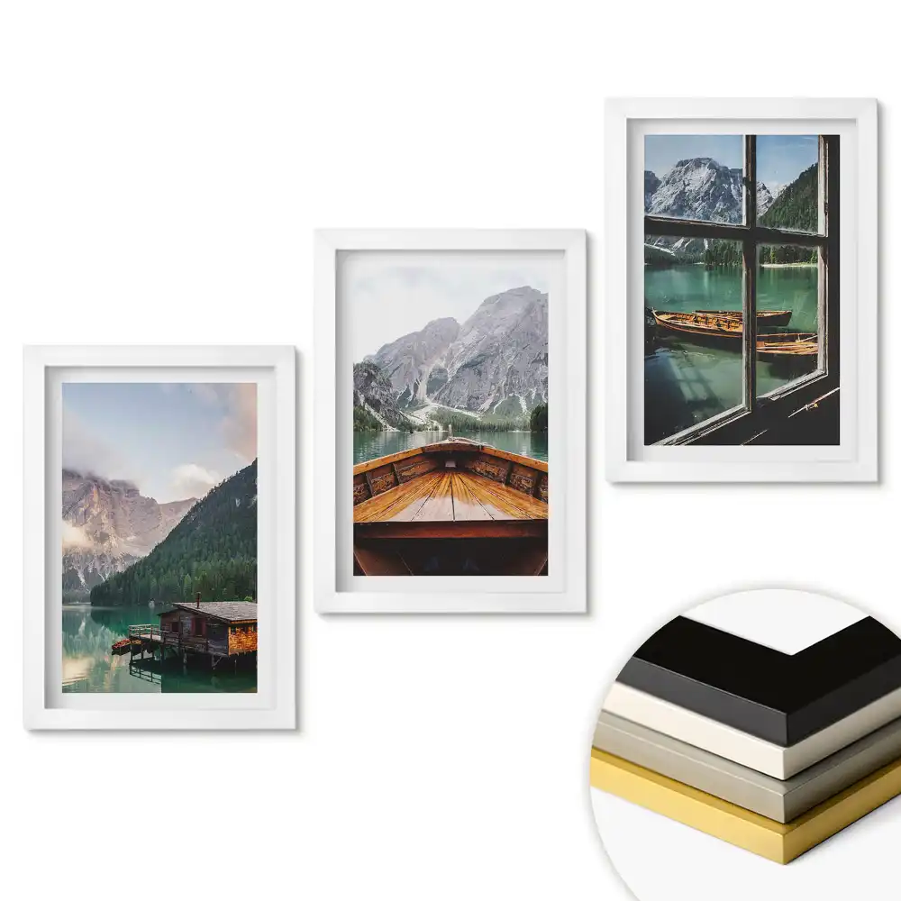 Triptych v rámu Malebné výhledy na horská jezera