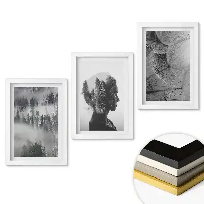 Triptych v rámu Příroda a odrazy v minimalistickém stylu