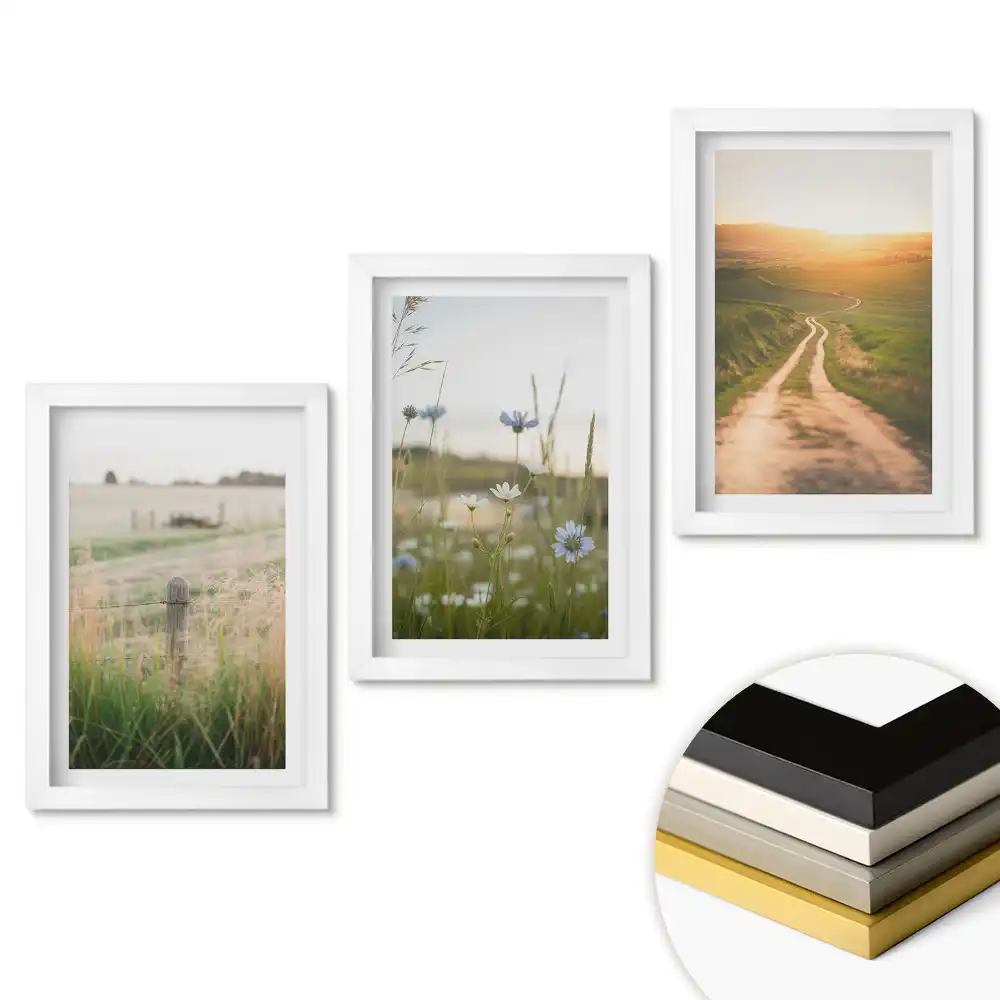 Triptych v rámu Idylická krajina přírody a klidu