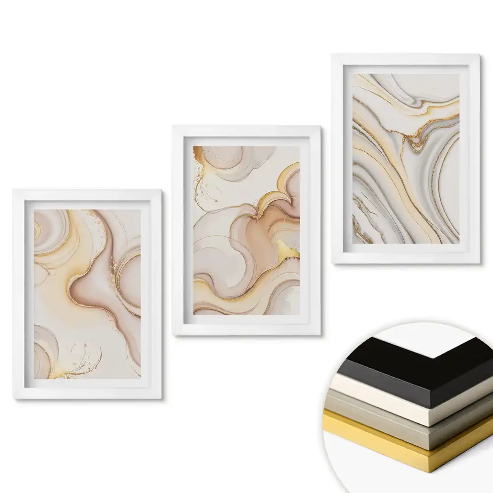 Triptych v rámu Abstraktní vzory v jemných odstínech
