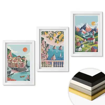 Triptych v rámu Malebné krajiny z různých regionů