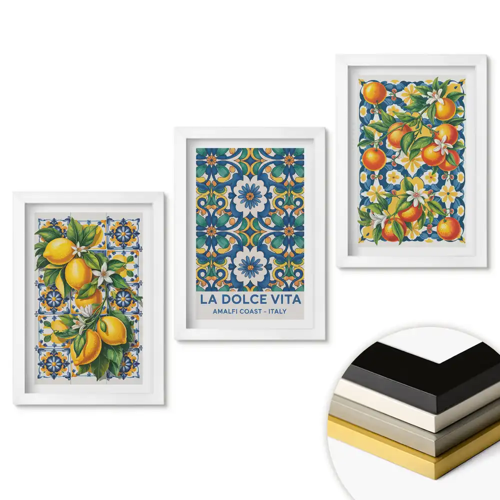 Triptych v rámu Italská inspirace z Amalfi a citery