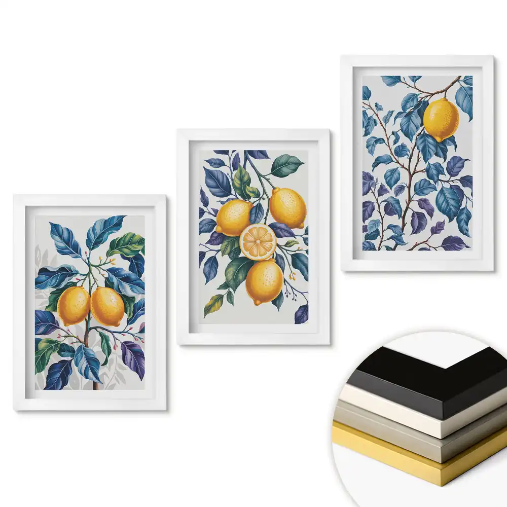 Triptych v rámu Citronová inspirace v zelené barvě