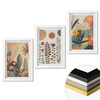 Triptych v rámu Barevné rostliny a květiny v umění