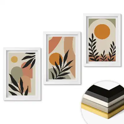 Triptych v rámu Abstraktní kompozice s vegetací