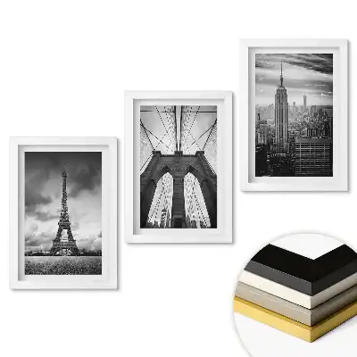 Triptych Městské ikony v černobílém rámu