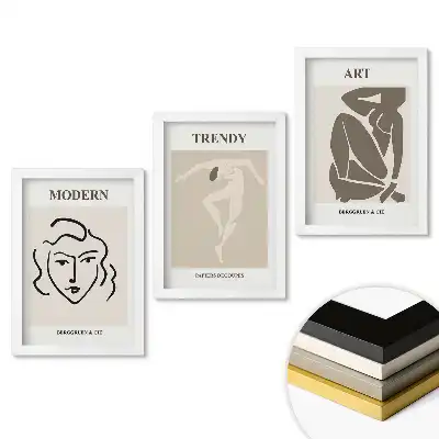 Triptych v rámu Moderní umění v minimalistickém stylu